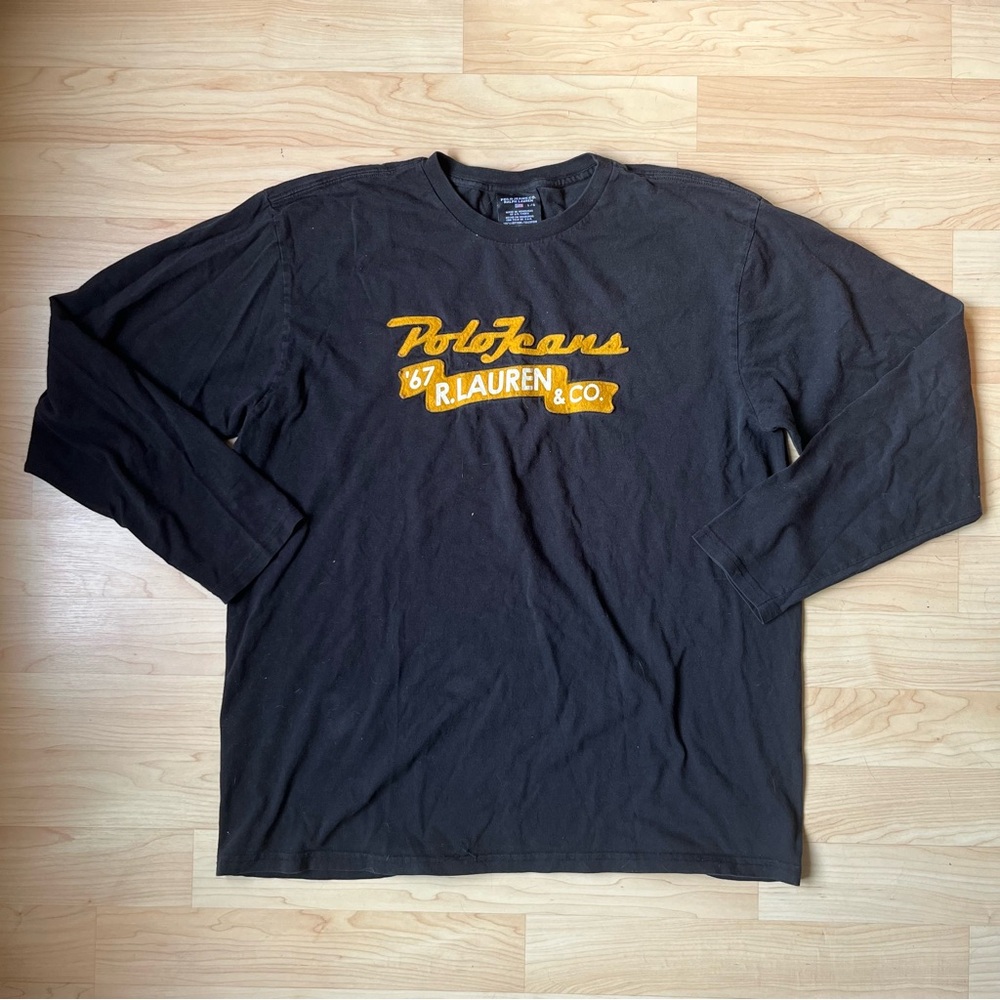 vintage black Ralph Lauren long sleeve t shirt
with big yellow ‘67 logo